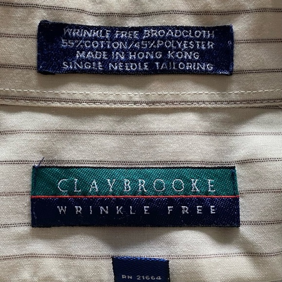 Claybrooke Oxford Stripe Broadcloth Long Sleeve Button Down Wrinkle Free Shirt - Picture 11 of 12